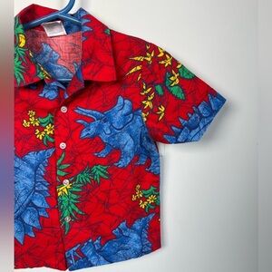 Vintage Dinosaur Colourful Button-Down T-Shirt Boys 4T